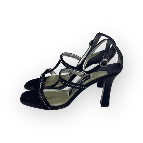 new Kenneth Cole ✰ Evening Star Rhinestone Embellished Sandal ✰ Black Satin ✰ 8M - Picture 6 of 16